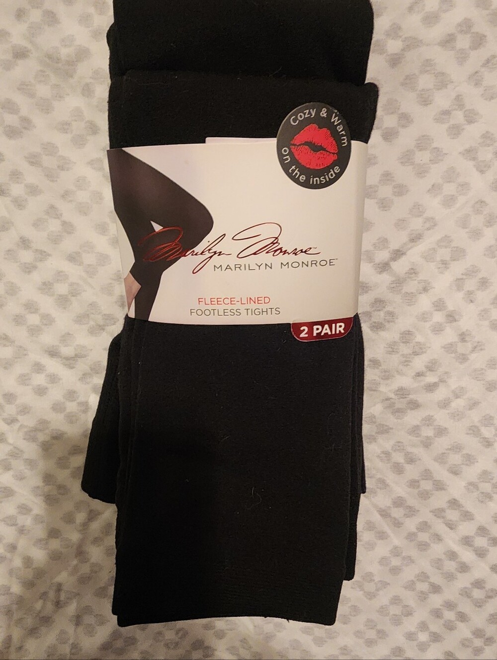 Marilyn Monroe Black Fleece-Lined Footless Tights - 2 Pack